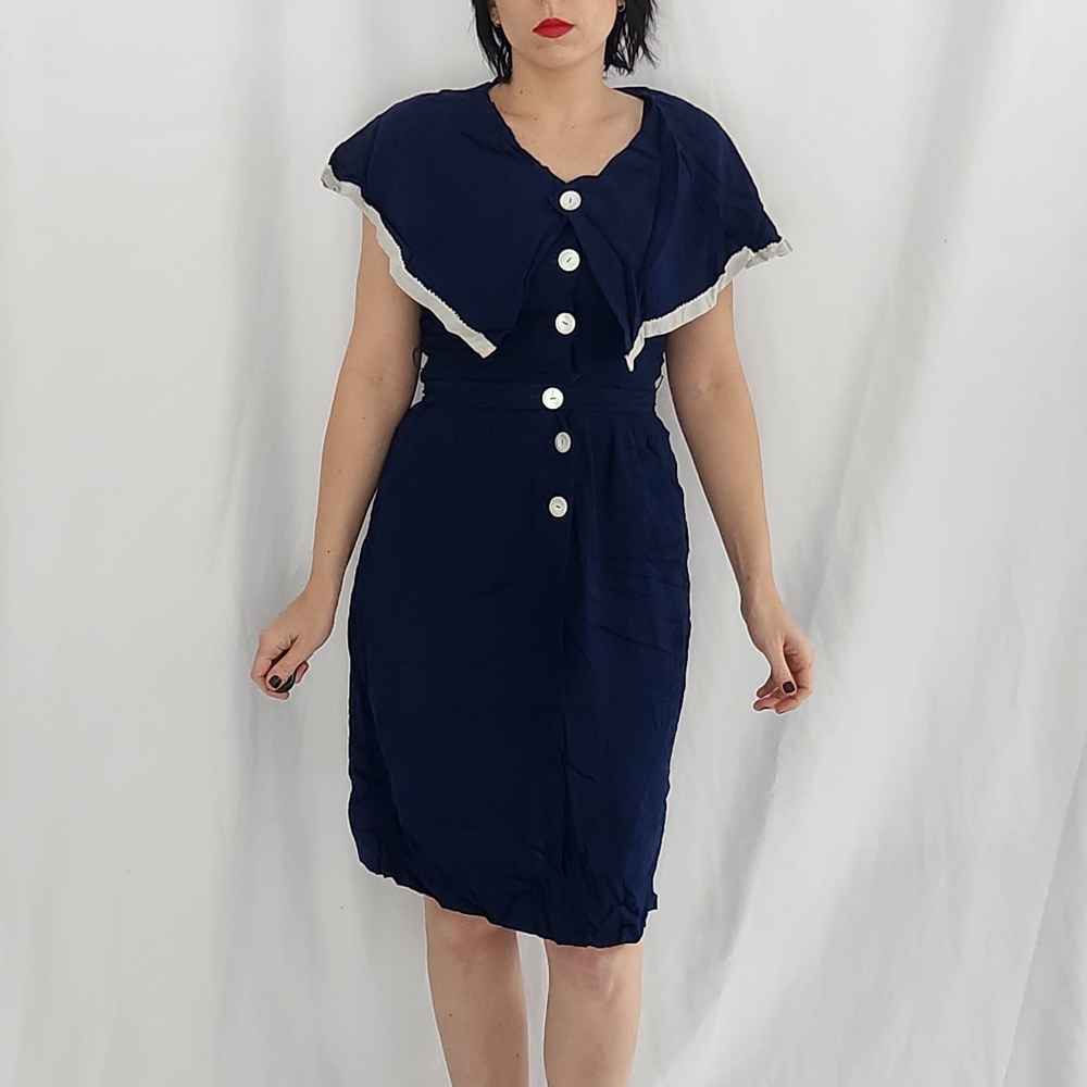 50s/60s Hand Made Blue Sundress - Picture 3 of 5